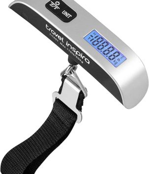 travel inspira Luggage Scale, Portable Digital Hanging Baggage Scale for Travel, Suitcase Weight Scale with Rubber Paint, 110 Pounds, Battery Included
