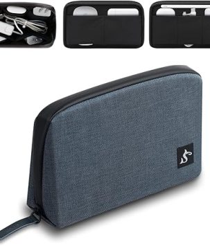 Electronic Organizer Travel Case – Waterproof Cable Bag for Cord, Charger, Hard Disk, Power Bank – Small Tech Storage for Travel, Backpack, Business Trip, Airplane (Blue)